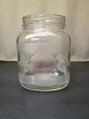 Vintage Hazel Atlas Square Clear Glass Coffee Jar Ribbed Textured Diamond Design